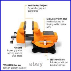 6 in. Heavy-Duty Vise with Swivel Base and Anvil Surface