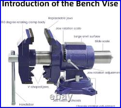 6 inch Multipurpose Bench Vise 3372 lbs Clamping Force with 360 Degree Swivel Base
