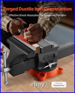 8 Heavy Duty Bench Vise with 360° Swivel Locking Base, Multipurpose Ductile Iro