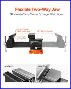 8 Heavy Duty Bench Vise with 360° Swivel Locking Base, Multipurpose Ductile Iro