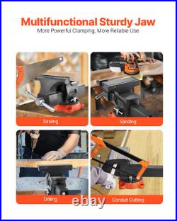 8 Heavy Duty Bench Vise with 360° Swivel Locking Base, Multipurpose Ductile Iro