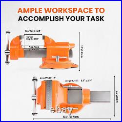 8-Inch Bench Vise Ductile Iron with Channel Steel and 360-Degree Swivel