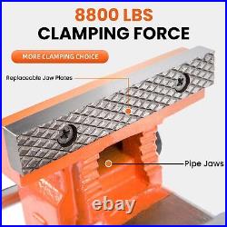 8 Inch Bench Vise Ductile Iron with Channel Steel and 360-Degree Swivel Base
