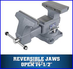 8 Reversible Bench Vise, 9-1/4 & 14-1/2 Jaw Opening, 360° Swivel Base (4800R)