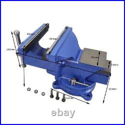 8 Steel Bench Vise 360° Base Rotating 14×8×7.3 Clamping Tool WithAnvil Block