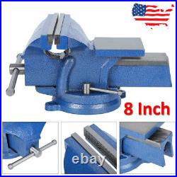 8in Bench Vise with Anvil Swivel Locking Base Table Clamp Heavy Duty Vice