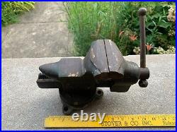 ANTIQUE HDWE & FDRY CO. Littlestown NY USA RATCHETING SWIVEL BASE BENCH VISE