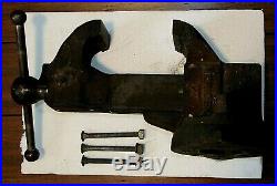 Antique C. PARKER Co. BENCH VISE no. 21x with Swivel Base, 3-1/4 Jaws, Vintage