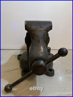 Antique Reed # 403R 3 1/2 Wide Jaw Bench Vise With Swivel Base PN 2127028