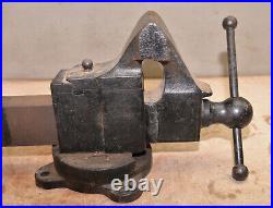 Antique coach maker vise swivel 4 1/2 jaw & base collectible machinist tool