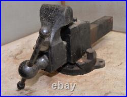 Antique coach maker vise swivel 4 1/2 jaw & base collectible machinist tool