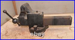 Antique coach maker vise swivel 4 1/2 jaw & base collectible machinist tool