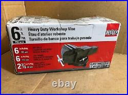 BESSEY Heavy-Duty Workshop Bench Vise with Swivel Base, 6-in Jaw (Rough box)