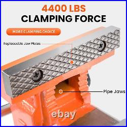 Bench Vise 4 Inch Ductile Iron Bench Vice with 360 Degree Swivel Base and Channe