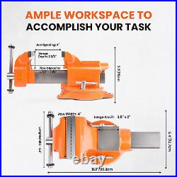 Bench Vise 4 Inch Ductile Iron Bench Vice with 360 Degree Swivel Base and Channe