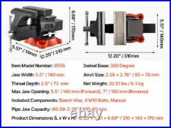 Bench Vise 5/5.5/8 Jaw Width Vise with 360° Swivel Locking Base with Anvil