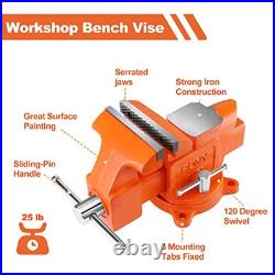 Bench Vise, 5 Heavy-Duty Utility Combination Pipe Home Vise, Swivel Base