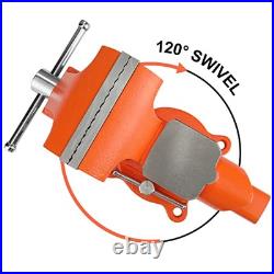 Bench Vise, 5 Heavy-Duty Utility Combination Pipe Home Vise, Swivel Base