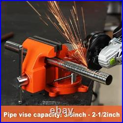 Bench Vise, 5 Heavy-Duty Utility Combination Pipe Home Vise, Swivel Base