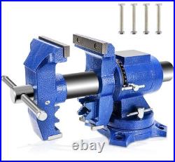 Bench Vise 5 Inch Heavy Duty Vise 360-Degree Rotation Clamp Swivel Base with