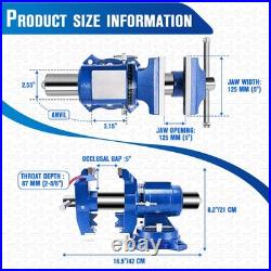 Bench Vise 5 Inch Heavy Duty Vise 360-Degree Rotation Clamp Swivel Base with