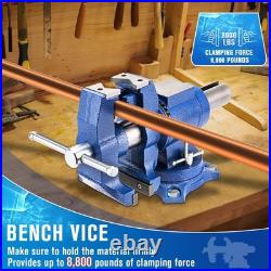Bench Vise 5 Inch Heavy Duty Vise 360-Degree Rotation Clamp Swivel Base with