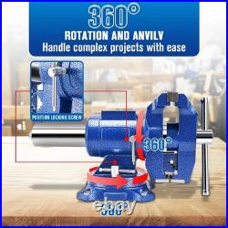 Bench Vise 5 Inch Heavy Duty Vise 360-Degree Rotation Clamp Swivel Base with