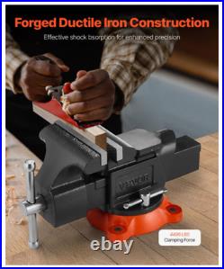 Bench Vise, 5 Jaw Width, 5 Max Jaw Opening Multipurpose Vise with 360° Swivel