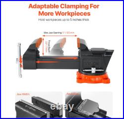 Bench Vise, 5 Jaw Width, 5 Max Jaw Opening Multipurpose Vise with 360° Swivel