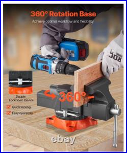 Bench Vise, 5 Jaw Width, 5 Max Jaw Opening Multipurpose Vise with 360° Swivel