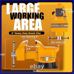 Bench Vise 6.5-Inch Heavy Duty Vise 210° Swivel Base, Multi-Purpose 6.5 inches