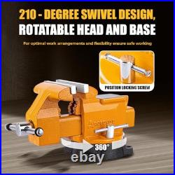 Bench Vise 6.5-Inch Heavy Duty Vise 210° Swivel Base, Multi-Purpose 6.5 inches