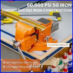Bench Vise 8 Inch Ductile Iron Bench Vice with 360 Degree Swivel Base and Cha