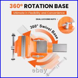 Bench Vise 8 Inch Ductile Iron Bench Vice with 360 Degree Swivel Base and Cha