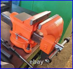 Bench Vise 8 Inch Ductile Iron Bench Vice with 360 Degree Swivel Base and Cha