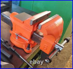Bench Vise 8 Inch Ductile Iron Bench Vice with 360 Degree Swivel Base and Cha