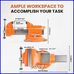 Bench Vise 8 Inch Ductile Iron Bench Vice with 360 Degree Swivel Base and Channe