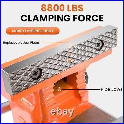 Bench Vise 8 Inch Ductile Iron Bench Vice with 360 Degree Swivel Base and Channe