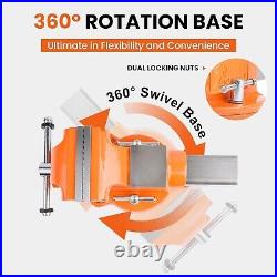 Bench Vise 8 Inch Ductile Iron Bench Vice with 360 Degree Swivel Base and Channe
