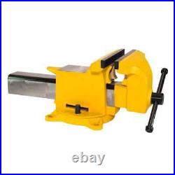 Bench Vise 8 in. W Jaw High Visibility All Steel Utility Workshop Swivel Base