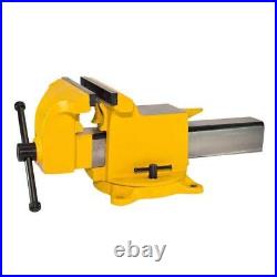 Bench Vise 8 in. W Jaw High Visibility All Steel Utility Workshop Swivel Base