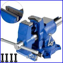 Bench Vise, Double Swivel Vise Head/Body, Pipe Vise 30Kn Clamping Force