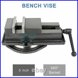 Bench Vise Drill Press Vice 5inch Table Clamp Swivel Base Milling Mechanic Metal