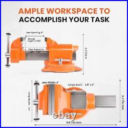 Bench Vise Ductile Iron with Channel Steel, 360-Degree Swivel Base and Anvil