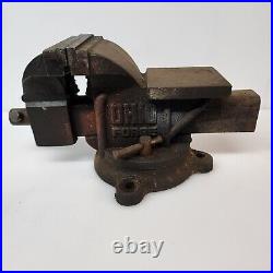 Bench Vise Swivel Base Ohio Forge 5 Jaws Vintage Flat Anvil Plate Old Tool