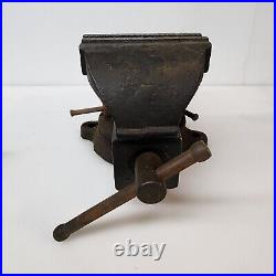 Bench Vise Swivel Base Ohio Forge 5 Jaws Vintage Flat Anvil Plate Old Tool