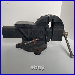 Bench Vise Swivel Base Ohio Forge pipe 4Jaws Vintage Flat Anvil Plate Old Tool
