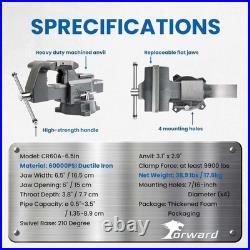 CR60A 6.5 Bench Vise with Anvil & Swivel Base