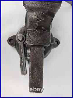 Chas Parker 973 1/2 Swivel Base 3-1/2 Bench Vise RESTORED patina vintage usa