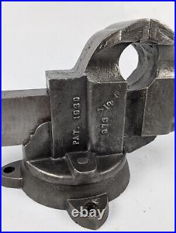 Chas Parker 973 1/2 Swivel Base 3-1/2 Bench Vise RESTORED patina vintage usa